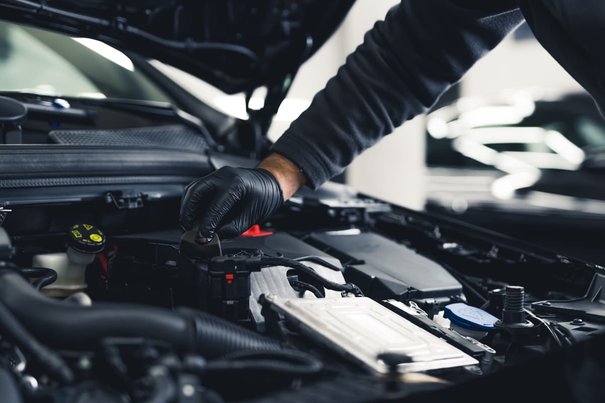 Mechanic working on a car